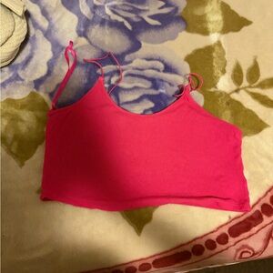 Hot Pink Ribbed Cropped Cami